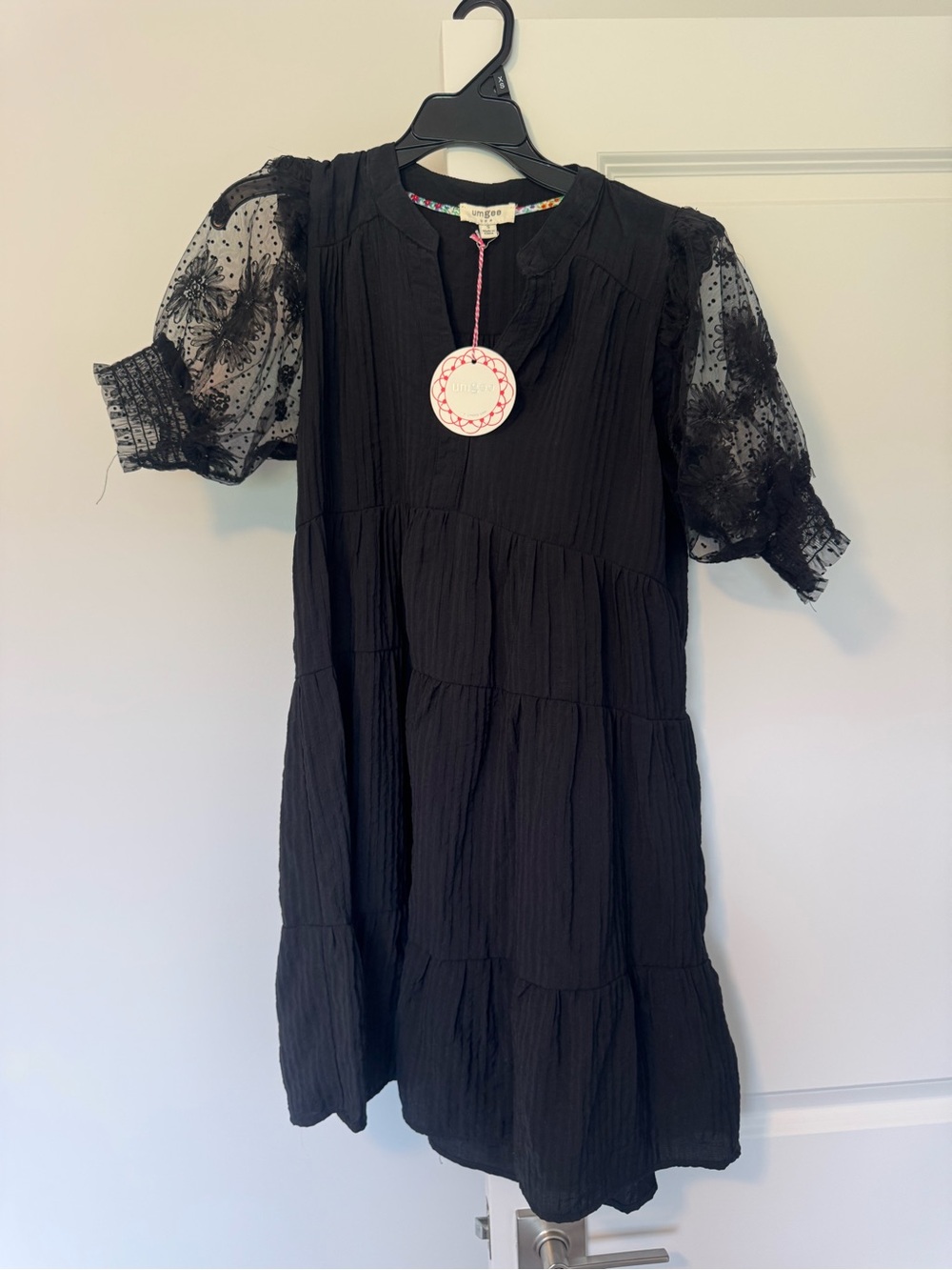 NWT Umgee Dress with Sheer Puff Sleeves